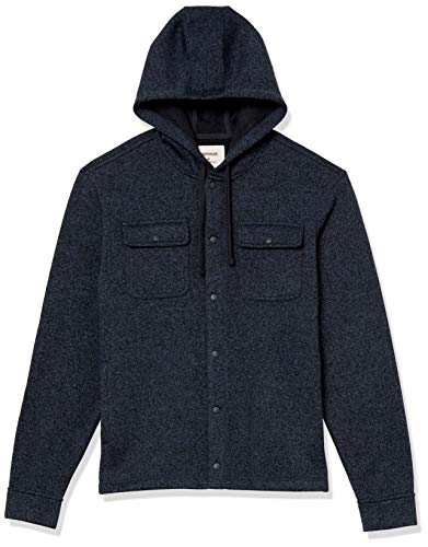 Amazon Brand - Goodthreads Men's Sweater-Knit Fleece Long-Sleeve Shirt Jacket with Hood, Navy, Small