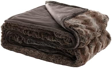 Mon Chateau 60" x 70" Reverie Faux Fur Throw, Cedarwood Ruched