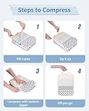 Narwey 6 Set Compression Packing Cubes for Suitcases and Backpack, Travel Suitcase Organiser Packing Storage Bags Shoes Bags for Carry on Hand Luggage Travel Essentials (Checkerboard Grayish Blue) - Image 7