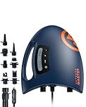 OutdoorMaster 20PSI High Pressure SUP Air Pump The Shark - Dual Stage Inflation & Auto-Off Feature, Deflation Function, 12V DC Car Connector, for Inflatable Stand Up Paddle Boards, Boats (Dark Blue)