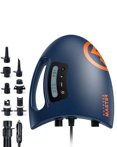 OutdoorMaster 20PSI High Pressure SUP Air Pump Shark - Intelligent Dual Stage Inflation & Auto-Off...