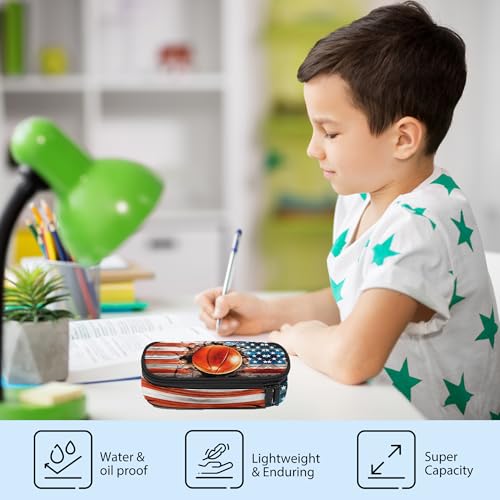Image of Basketball Pencil Case, Large Capacity Pen Pencil Case for Boys Girls Teen, Kids 3 Compartments Multifunction Pencil Box with Zipper Organizer, Pencil Pouch for Back to School Students