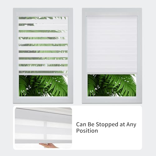 Joydeco Free-Stop Zebra Blinds (Pro), Dual Layer Light Control Zebra Blinds for Windows, Light-Proof Aluminum Cover, Roller Shades for Home & Office, 33" W×75" H (84 W×191 H cm), White by Joydeco - Image 4