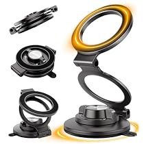 CRUIHOG Upgraded Lock/Suction Cup Vacuum Magnetic Phone Holder,Adjustable&Foldable&Portable Zinc-Alloy Magnet Suction Phone Mount for Your Car/Dashboard/Desk/Windshield/Gym/Mirror,for iPhone Android