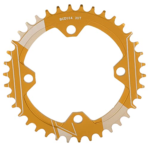 Lebycle 104mm BCDマウンテンバイクチェーンリング軽量38Tアルミニウム合金 (38tゴールデン)