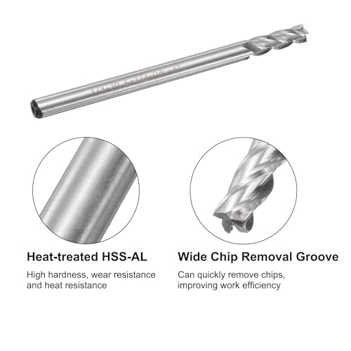 Image of uxcell 4pcs HSS-AL 1 /4 inch Cutting Dia 1 /4 inch Shank 4 Flutes End Mill Milling Cutter Router Bits Upcut Spiral Milling Cutter Tool for Wood PVC MDF Engraving