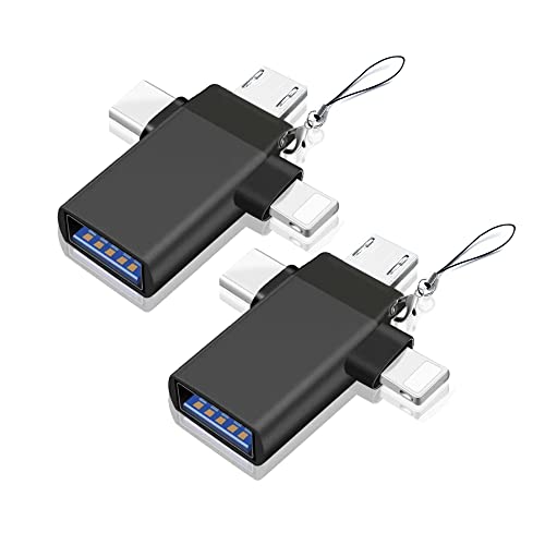 Askoppo Adaptateur USB C OTG, 3 en 1 Micro USB/IP/USB-C vers USB 3.0 Femelle, Adaptateur de Conversion Micro vers USB OTG pour clés multimédia, téléphones ou tablettes Android (Noir)