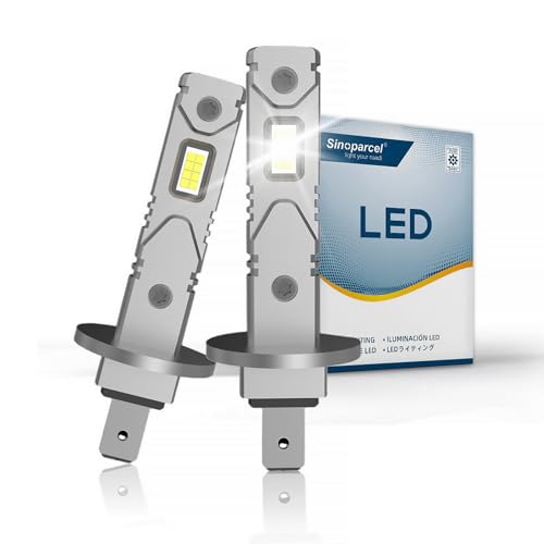 Sinoparcel 2026 H1 LED Headlight Bulb, 6500K White H1 Headlight Bulbs for High or Low Beam, Fog Light, 1:1 Mini Size, IP67, Pack of 2
