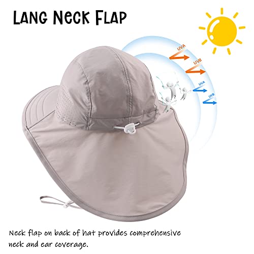 Toddler Summer Hat With Neck Flap Waterproof Kids Swim Hat Baby Uv Protection Sun Hats Beach Cap For Boys Girls (As1, Age, 1_Year, 4_Years, Gray) #TOP4