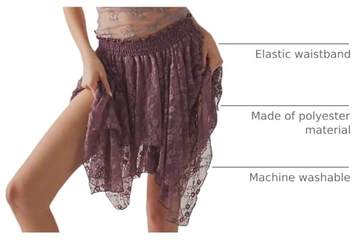 Image of Women's Y2k Lace Half Slip Skirt Low Rise Pleated Ruffle LaceTrim Mini Skirt Layered Flowy Short Skirts Underskirt