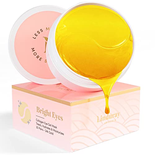 Linduray Skincare 24K Gold Collagen Under Eye Mask - Bright Eyes Anti Aging Treatment #TOP14