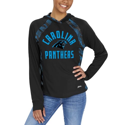 Zubaz Officially Licensed Women's NFL Elevated Lw Hood with Team Color Viper Print, Carolina Panthers, Size Small