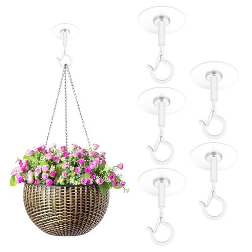 Ceiling Hooks | 5Pcs Self Adhesive Hooks | No-Drill Command Ceiling Hook Sticky Hook for Hanging Plants/Wind Chimes/Ird Feeders/Lights and Balloons