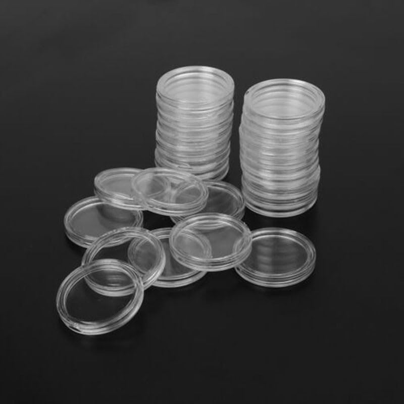 100 cápsulas para monedas de 28mm caja organizadora plástico transparente miniatura 1