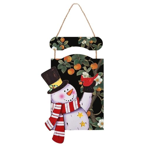 Décoration de Noël bonhomme de neige suspendue en bois JTKLQBN