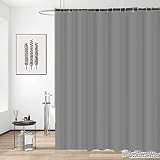 Solid Gray Washable Cloth Bathroom Curtains Shower Curtains Set with 12 pcs Hooks, PEVA Shower Curta
