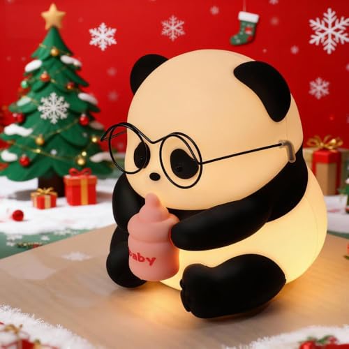 Image of Panda Night Light, Cute Bedroom Decoration, 7 Color Variable, Adjustable Panda Lamp, Bedside Touch Light for Boys and Girls Baby Gifts