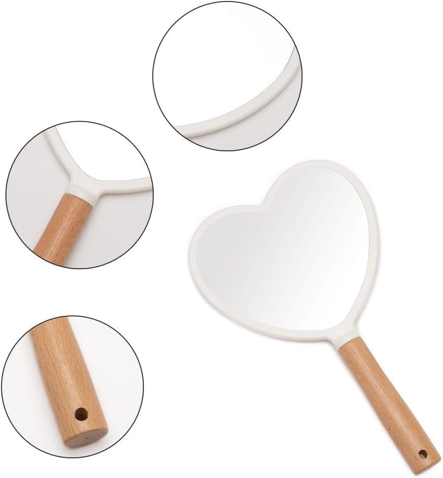 AAQVEX Pink Portable Multipurpose Lightweight Mirror Compact Hand-Fit Size for Daily Use perfact for Makeup, Travel, and Personal Care - (Pack of - 1)(1, Heart) 4