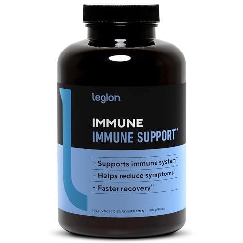 LEGION Immune- Immune Booster for Adults, Natural Immunity System Support w/Vitamin C (500mg), American Ginseng, Guduchi, and Garlic Supplement.