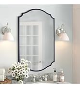Chende Black Mirrors for Wall Decor, 36'' x 24'' Scalloped Mirror for Bathroom with Metal Frame, ...