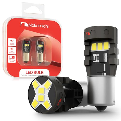 Nakamichi BA9S T4W Car LED Light Bulb BA9 1895 1891 53 57 47830 64111 3893, 12-SMD Extremely Bright Interior Dome Map License Plate Glove Box Panel Reading Replacement Light (Xenon White, Pack of 2)