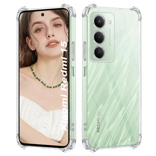 ISOI - Coque Compatible avec Xiaomi Redmi 15 4G/5G, avec Pare-Chocs Airbag Antichoc Protection Complète, Étui de Protection en Silicone TPU Souple Très Mince - Transparent