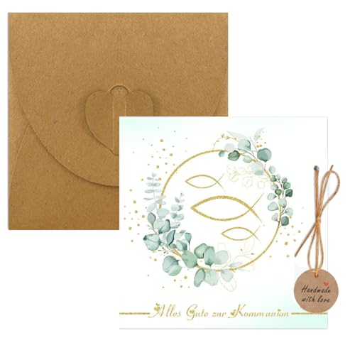 XDGBGFN Geldgeschenk Kommunion Karte mit Personalisiertes Karte und Umschlag für Erstkommunion Geschenkidee