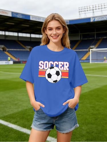 Image of ALLTB Soccer Cup 2026 Shirt Soccer Mom Shirts Women Oversized Football Match Season Jersey Bow T-Shirt Short Sleeve Top