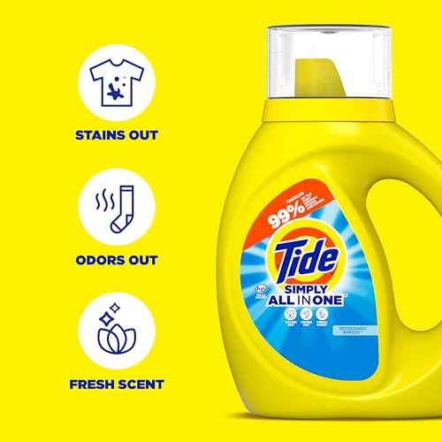 Image of Tide Simply All-In-One Liquid Laundry Detergent, Refreshing Breeze Scent, 10 fl oz Each (Pack of 12)