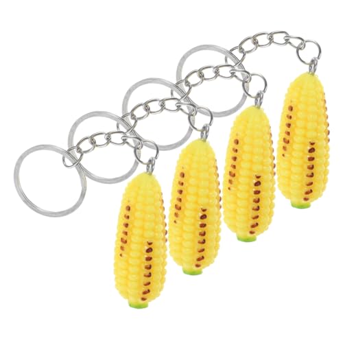 CAXUSD 4pcs Realistic Corn Keychains Cute Food Key Rings for Bags Purses Car Accessories Educational Vegetable Pendants for Imaginative Play Creative All Occasions