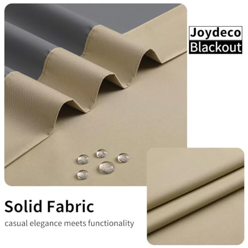 Image of Joydeco Beige Blackout Curtains 108 Inches Long, Extra Long Curtains for Living Room Bedroom, Grommet Total Room Darkening Drapes Grommets Solid Drapes for Bedroom Windows
