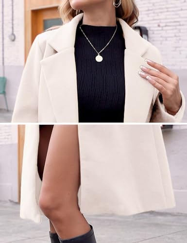 Hooever Women's Winter Wool Coat Casual Notch Lapel Single-Breasted Peacoat - Image 7