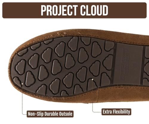 Image of Project Cloud 100% Genuine Leather Slippers for Women - Fur Lined Outdoor Slippers for Women Footwear with Memory Foam - Stylish Womens Moccasin (Cathi)