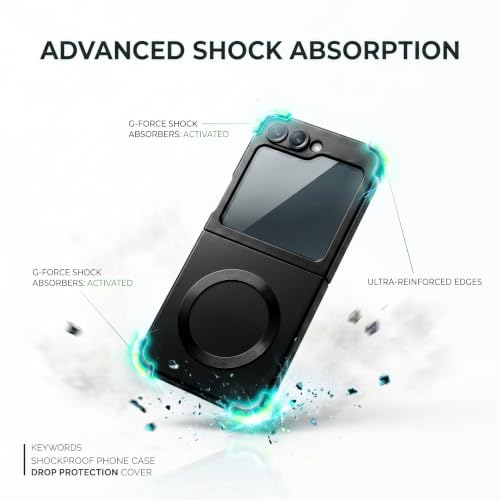 Image of amazon basics Premium Mag-Safe Case for Samsung Galaxy Z Flip 5 | Shockproof & Anti-Scratch Cover | Soft Silicone with Wireless Charging | Camera Lens Guard - Black