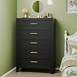 winiowa Black 5 Drawers Dresser for Bedroom, Metal Dresser & Chest of Drawers, 53.5' H Tall Storage Cabinet Drawers Organizer with Large Storage Space, Steel Chest of Drawers for Living Room, Hallway