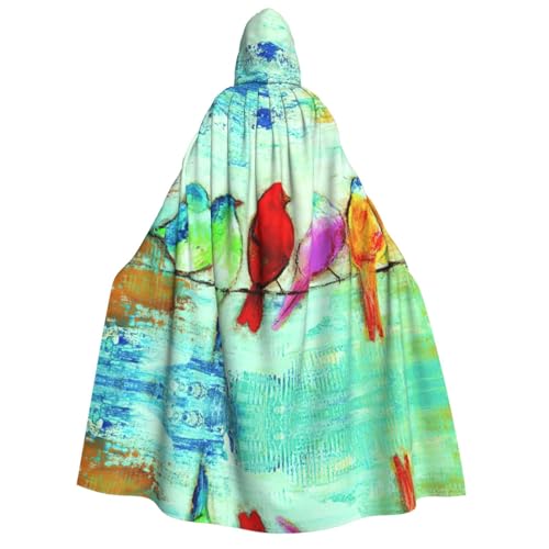 Migpkd Capa con capucha de cinco pájaros cantores para Halloween, bata de bruja con capucha para disfraz de cosplay