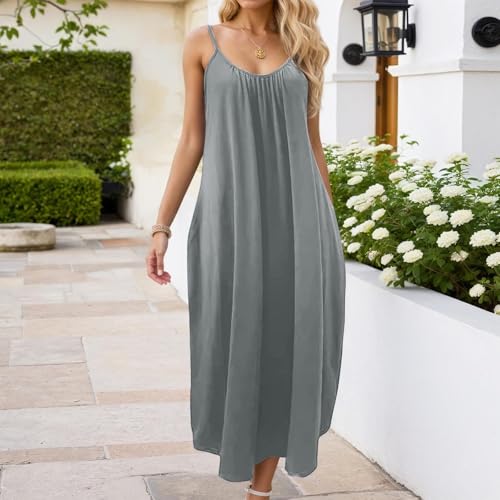 Robe d'été sans manches fente fluide et col ample décontracté - 2