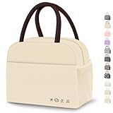 DALINDA Lunch Bag Lunch Box for Women Men Reusable Insulated Lunch Bags for Adults,Water-Resistant Cute Cooler Lunch Tote Bag, Large Capacity for Work Travel Picnic,Beige