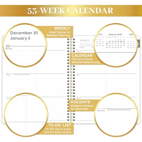 2025 Planner - JAN 2025 - DEC 2025, Planner/Calendar 2025, 2025 Planner Weekly and Monthly with Tabs, 8\" x 10\", Perfect Daily Organizer - Grey - Thumbnail 4