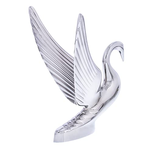 Image of United Pacific 72001 Heavy-Duty Chrome Swan Hood Ornament, Cast Metal, Universal Two Stud Install, Detailed Design - ONE Unit