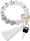 Panny&Mody Silicone Beaded Bracelet Keychain Wristlet,Personalized Keychain Wristlet Key Ring Holder