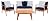 SAFAVIEH Outdoor Collection Deacon Acacia Wood Cushion 4-Piece Conversation Patio Set with Accent Pillows PAT7050E, Navy/Natural