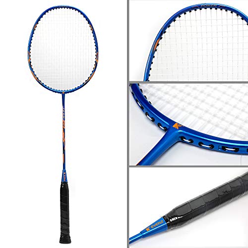 Kevenz Badminton Racket Set, 2 Carbon Fiber Badminton Racquet, 3 Goose Feather Badminton Birdie, 2 Racket Grip And 1 Carring Bag (Yellow & Blue) #TOP2