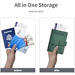 Passport Holder, Passport Cover with Credit Card Slot and Boarding Pass Slot Combo, Passport Wallet Case Book Travel Must Have, RFID Blocking Leather Travel Accessories, Green - Image 3
