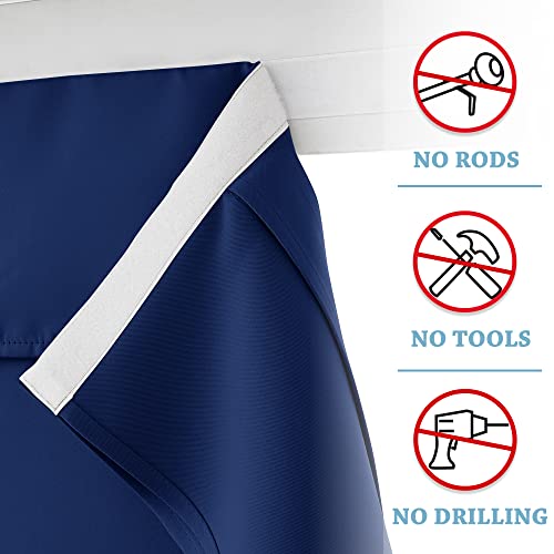 RYB HOME Tricia Blackout French Door Curtain - Room Darkening Window Drape for Patio, Sidelight & Glass Doors, W 26 x L 69, 1 Pc, Navy Blue