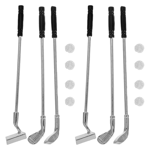 VOSAREA Miniature Golf Clubs for Crafts, 1:12 Scale Silver Alloy Miniature Golf Clubs, Dollhouse...