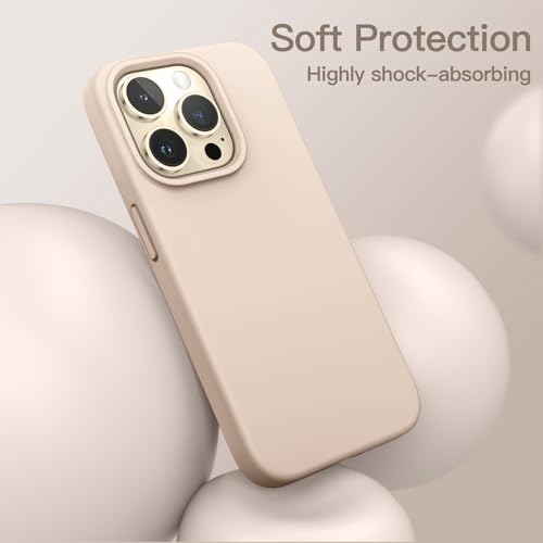 JETech Silicone Case for iPhone 14 Pro Max 6.7-Inch, Silky-Soft Touch Full-Body Protective Phone Case, Shockproof Cover with Microfiber Lining (Beige) by JETech - Image 4