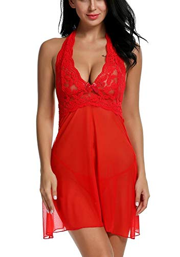 Scallop - Conjunto de lencería - para Mujer Style 2-Rouge M