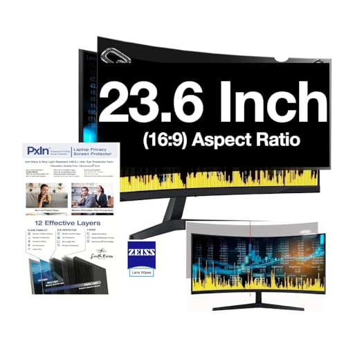 Image of Pxin 23.6 Inch (16:9) Curved Monitor Privacy Screen Filter - NO Eye Strain | Anti-Blue Light + Anti-Glare|Privacy Screen Protector