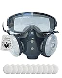 Rhaum Dust Proof Integrated Respirator Mask with Filters & Goggles, Dust-Proof Integrated Respirator Mask with Goggles, Anti-Fog Safety Face Shield, Woodworking Tools Protective Gear for Woodworking